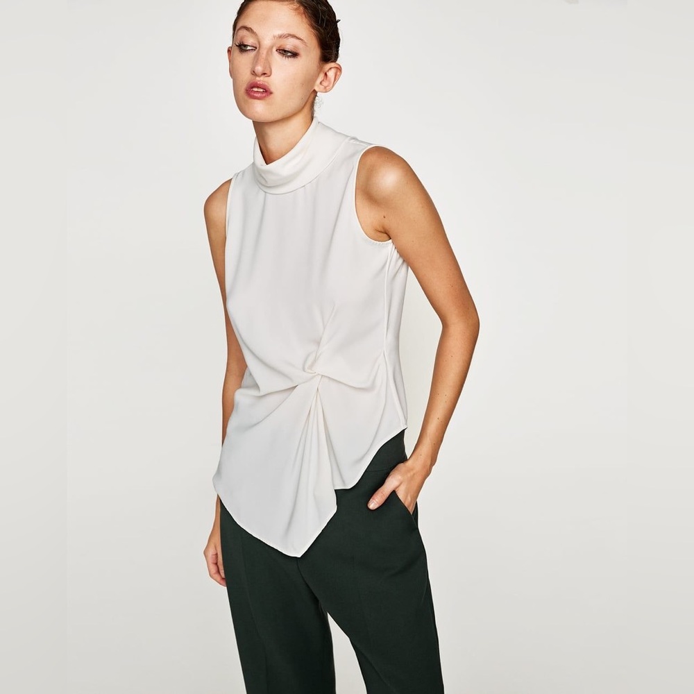 Zara Basics Cowl Neck Sleeveless Top